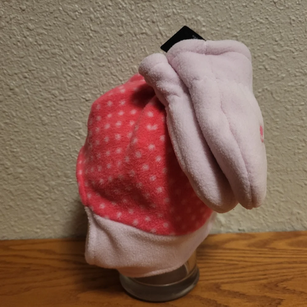 NWT Nike Infant Pink Polka Dot Fleece Hat and Pink Mittens